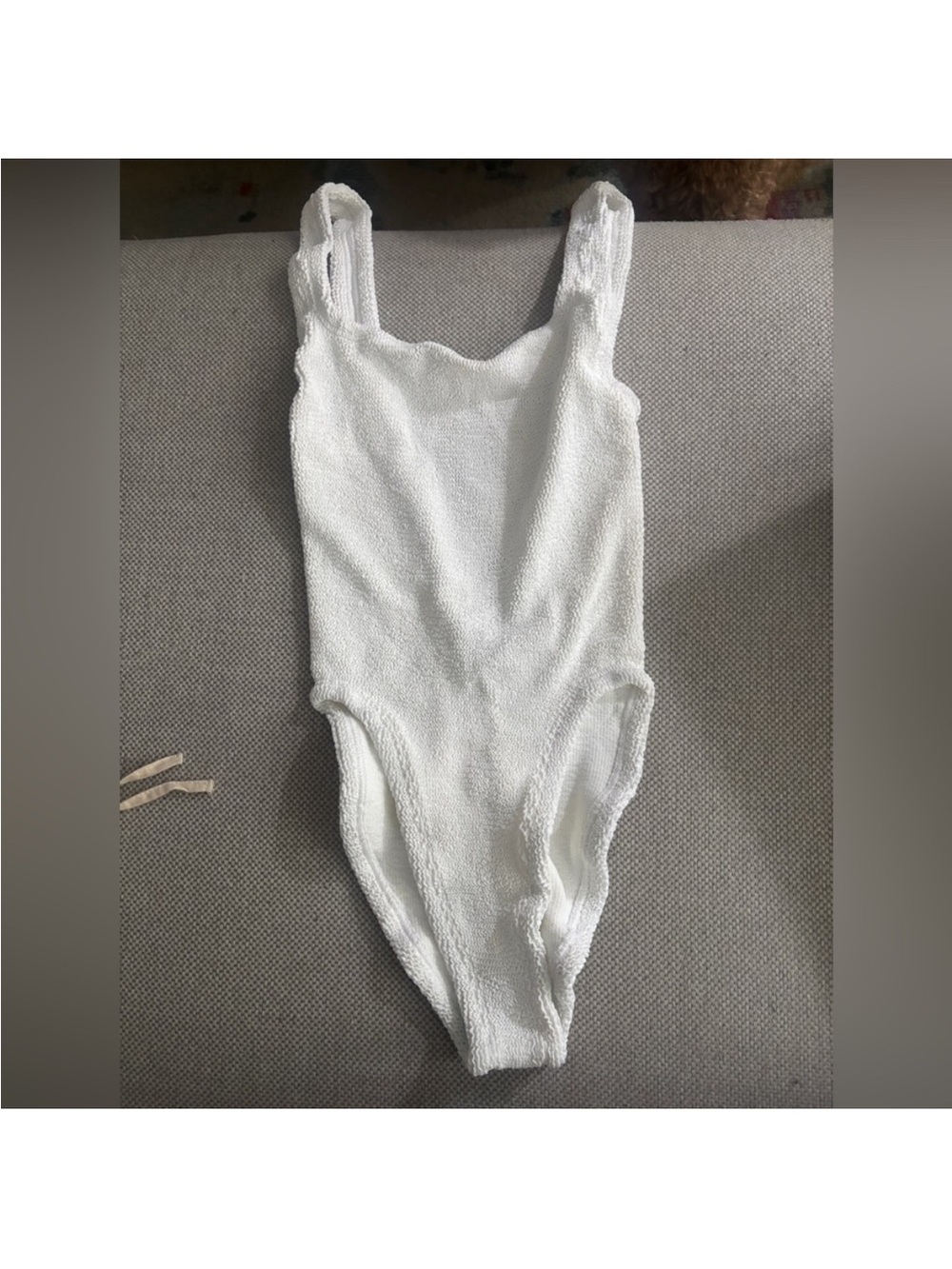 NWT hunza G White Textured One-Piece Swim Bodysuit